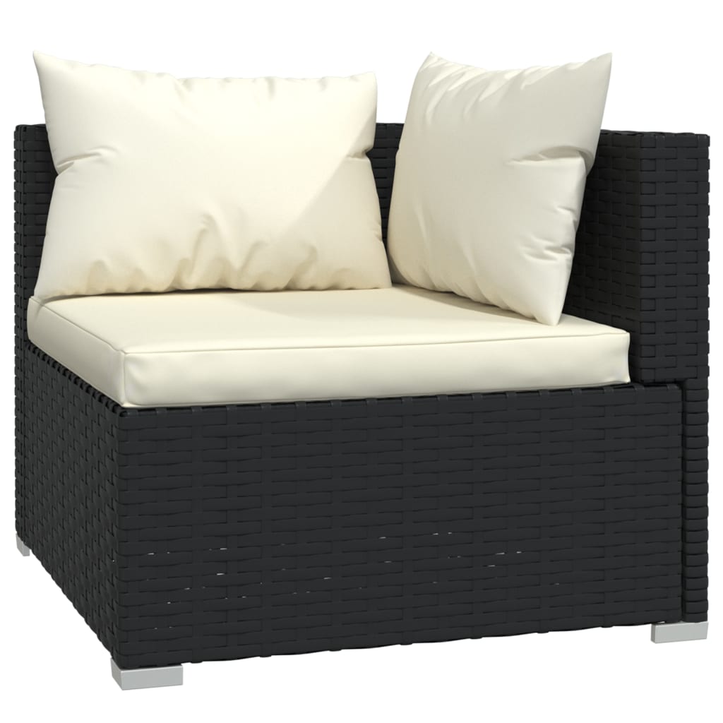 vidaXL 10 Piece Patio Lounge Set with Cushions Poly Rattan Black-1