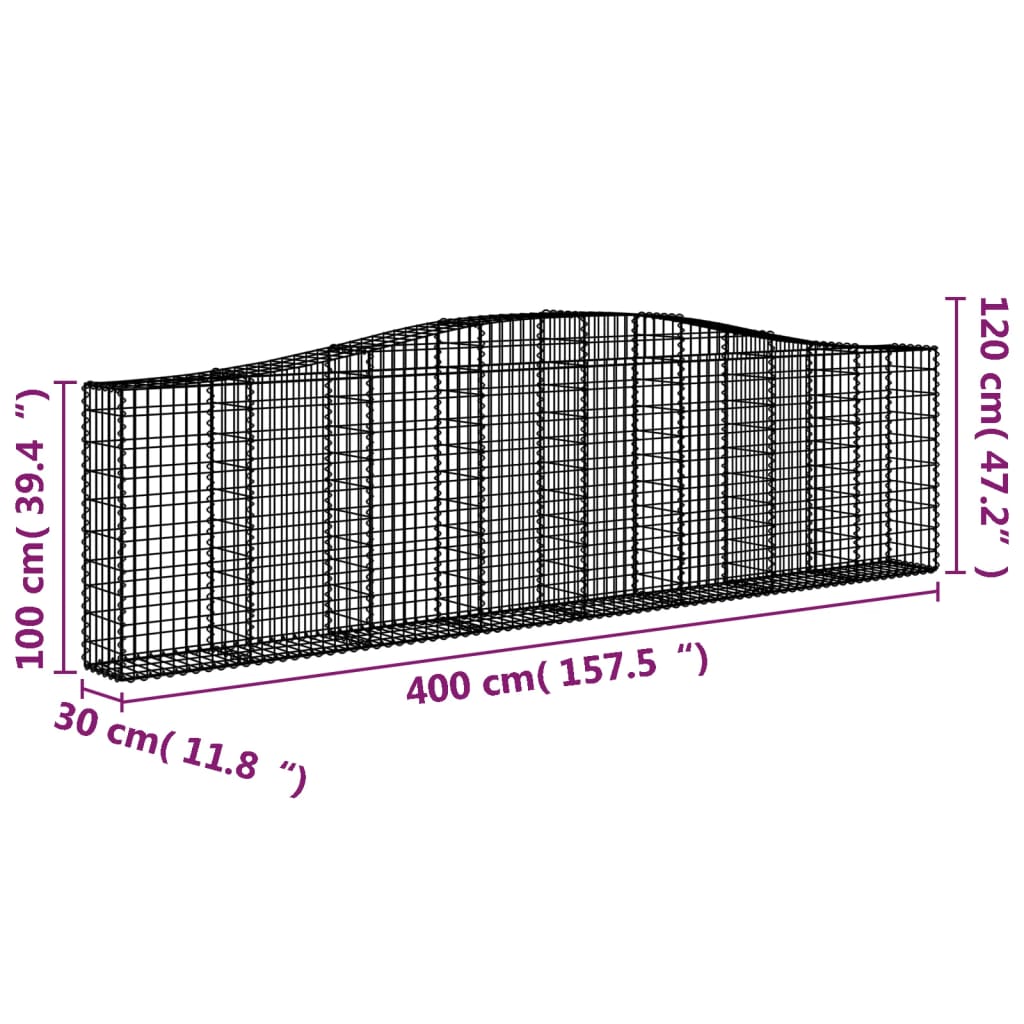 vidaXL Gabion Basket Arched Gabion Basket Planter for Flower Galvanized Iron-3