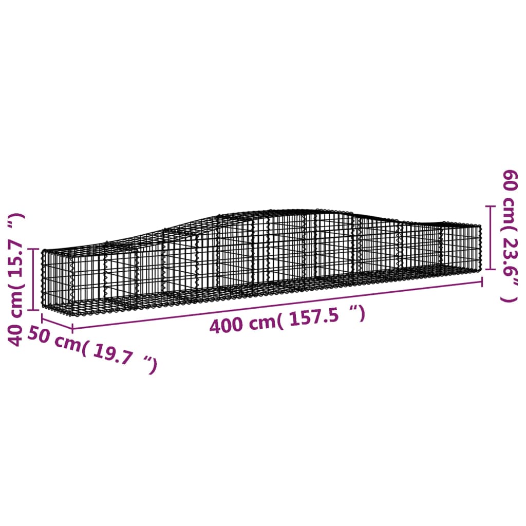 vidaXL Gabion Basket Arched Gabion Basket Planter for Flower Galvanized Iron-3