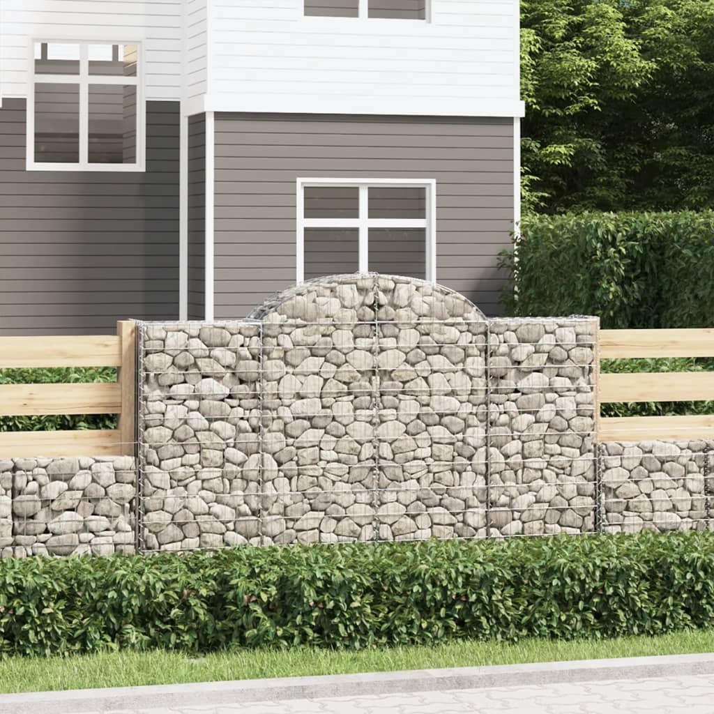 vidaXL Arched Gabion Baskets 6 pcs 78.7"x11.8"x47.2"/55.1" Galvanized Iron-2