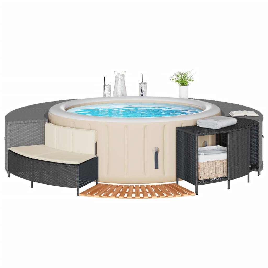 vidaXL Hot Tub Surround Bench and Spa Step Poly Rattan and Solid Wood Acacia-5