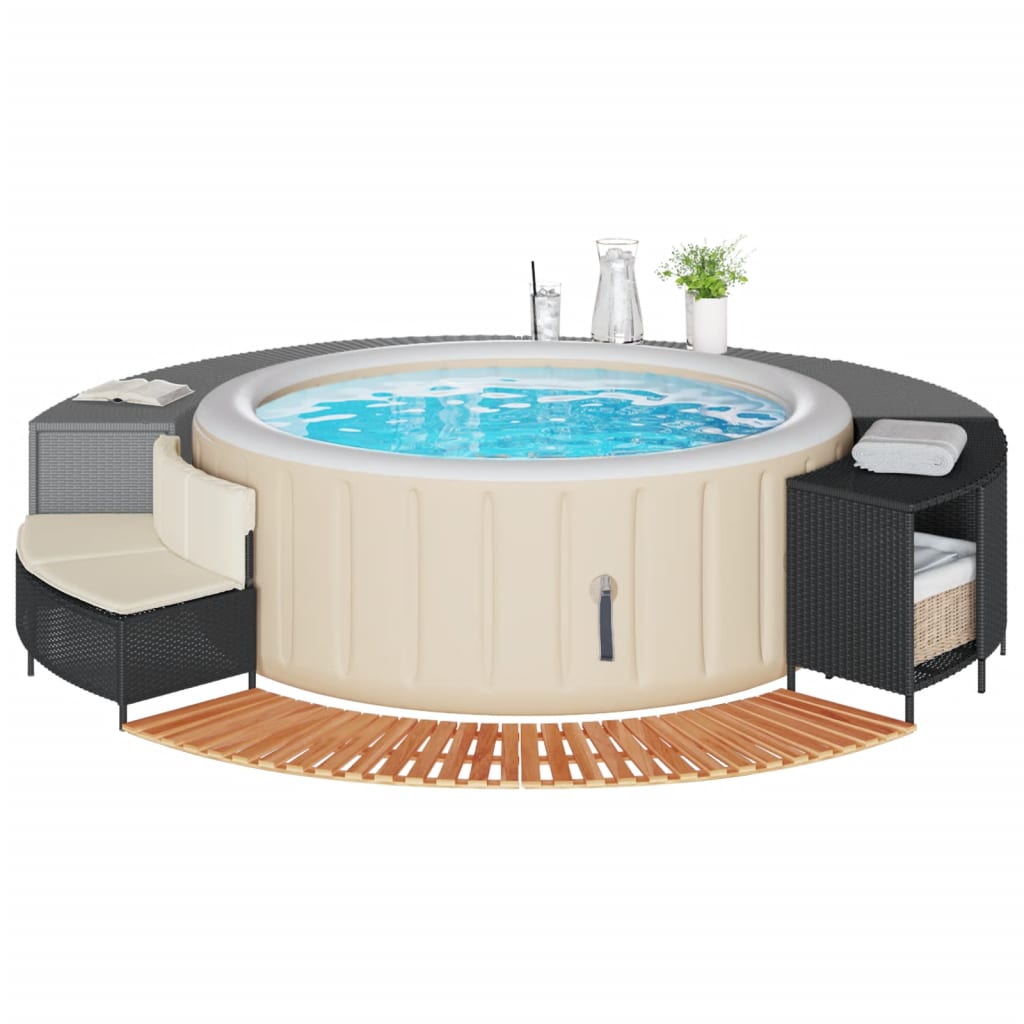 vidaXL Hot Tub Surround Bench and Spa Step Poly Rattan and Solid Wood Acacia-1