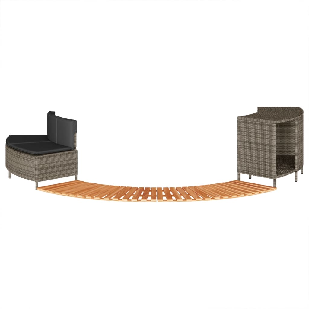vidaXL Hot Tub Surround Bench and Spa Step Poly Rattan and Solid Wood Acacia-0