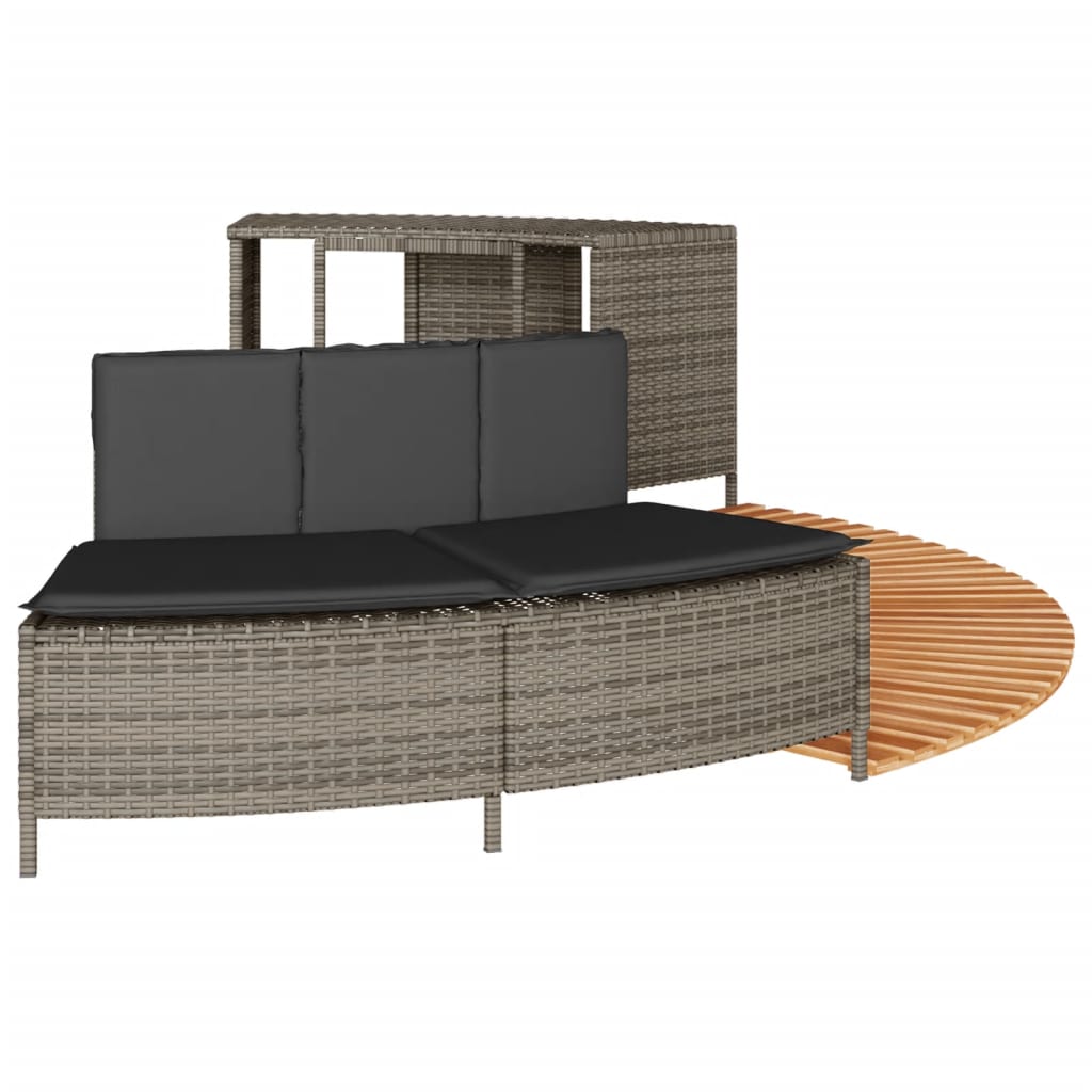 vidaXL Hot Tub Surround Bench and Spa Step Poly Rattan and Solid Wood Acacia-4