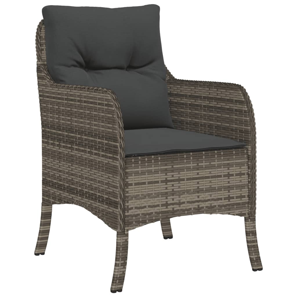 vidaXL 9 Piece Patio Dining Set with Cushions Gray Poly Rattan-3