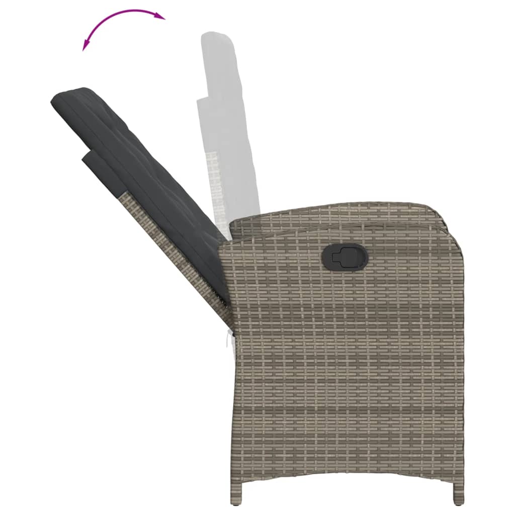 vidaXL 9 Piece Patio Dining Set with Cushions Gray Poly Rattan-4