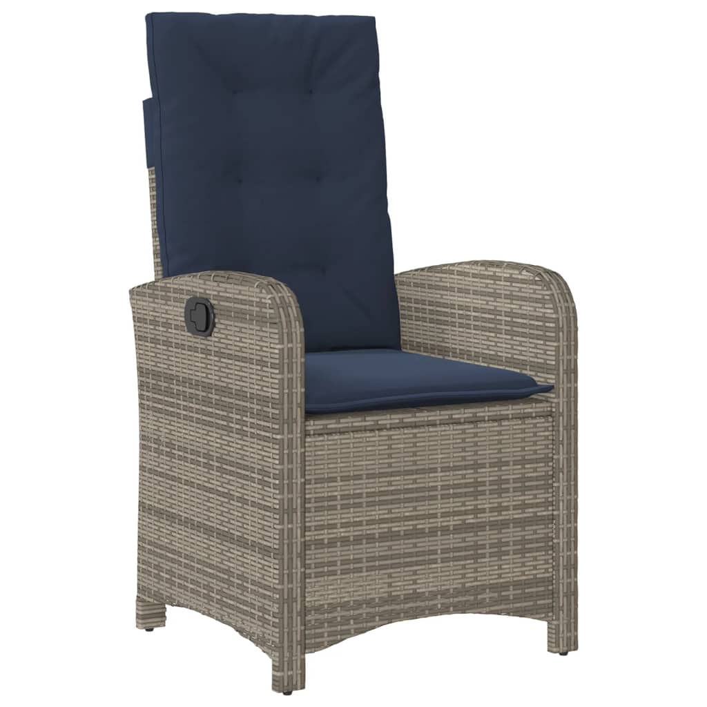 vidaXL 9 Piece Patio Dining Set with Cushions Gray Poly Rattan-2