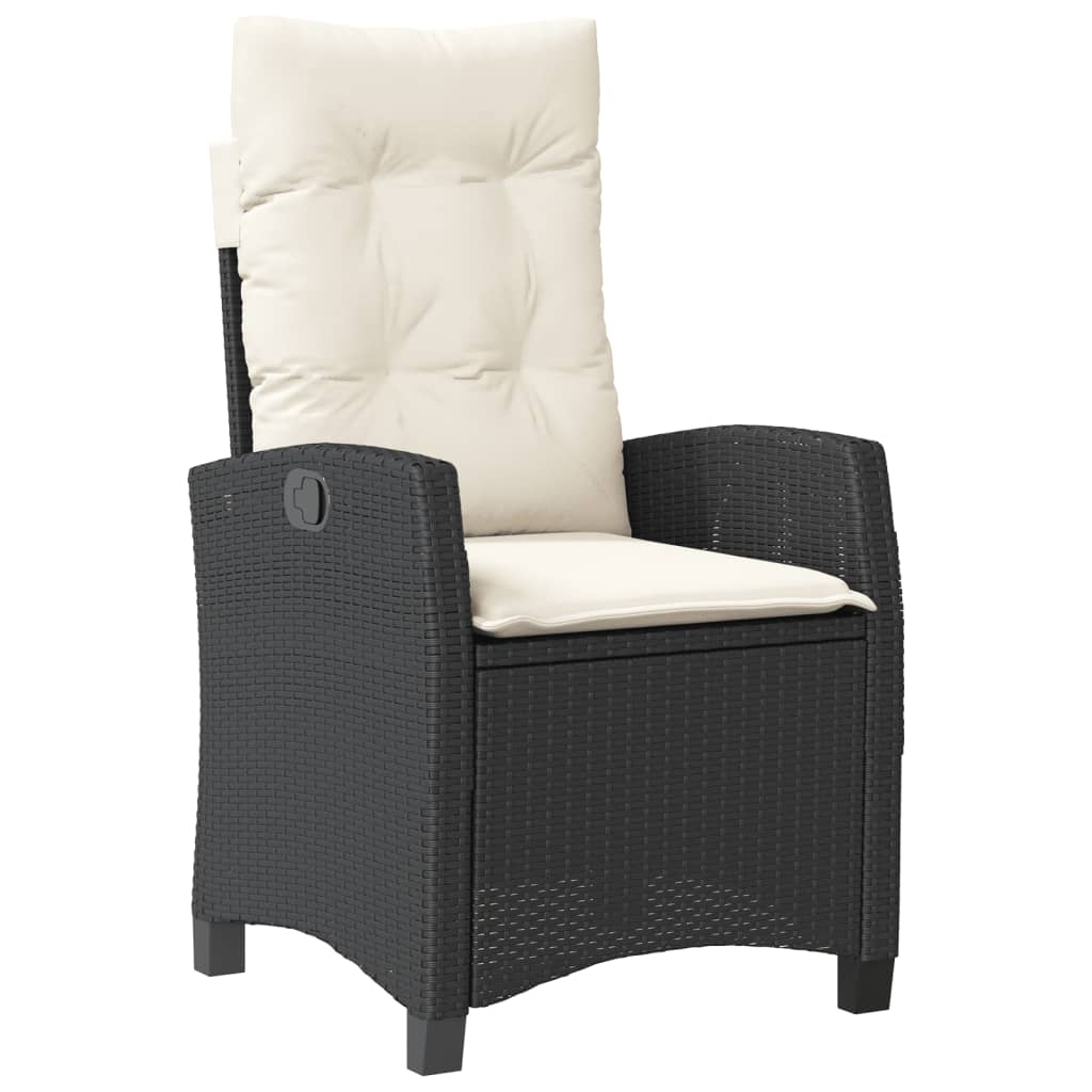 vidaXL 7 Piece Patio Dining Set with Cushions Black Poly Rattan-3