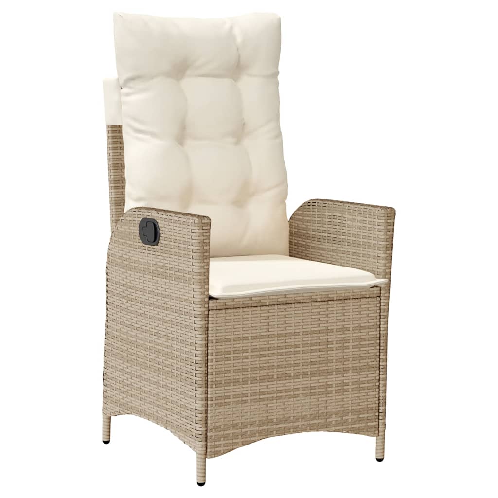 vidaXL 7 Piece Patio Dining Set with Cushions Beige Poly Rattan-2