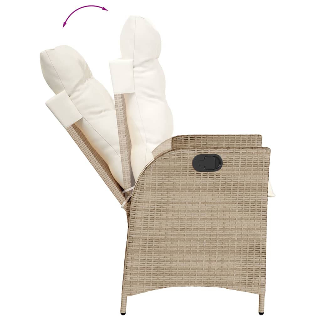 vidaXL 7 Piece Patio Dining Set with Cushions Beige Poly Rattan-3