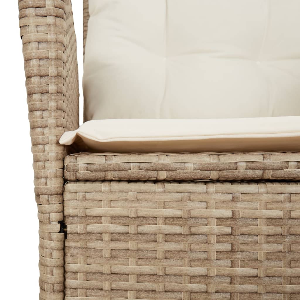 vidaXL 7 Piece Patio Dining Set with Cushions Beige Poly Rattan-4
