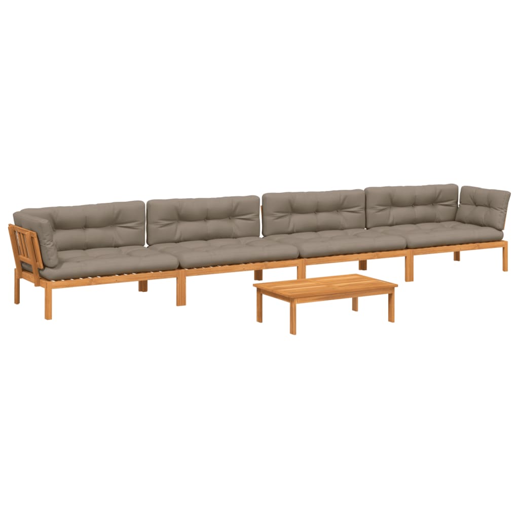 vidaXL 5 Piece Patio Pallet Sofa Set with Cushions Solid Wood Acacia-1