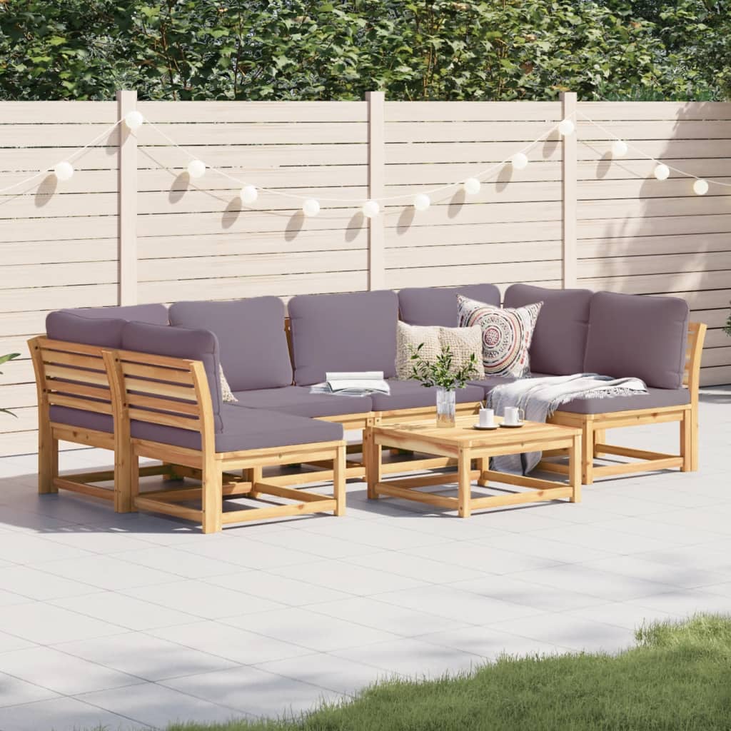 vidaXL 7 Piece Patio Lounge Set with Cushions Solid Wood Acacia-0