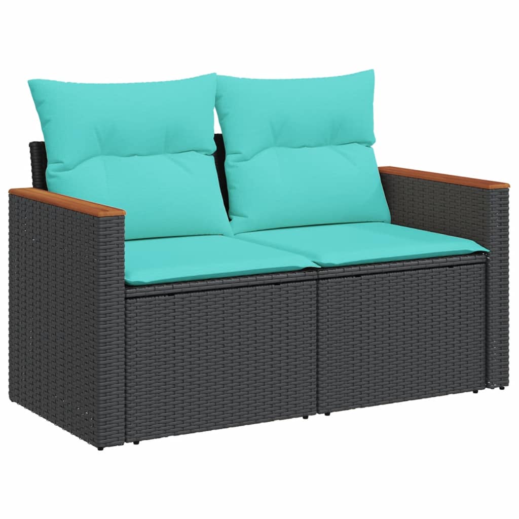 vidaXL 6 Piece Patio Sofa Set with Cushions Black Poly Rattan-1