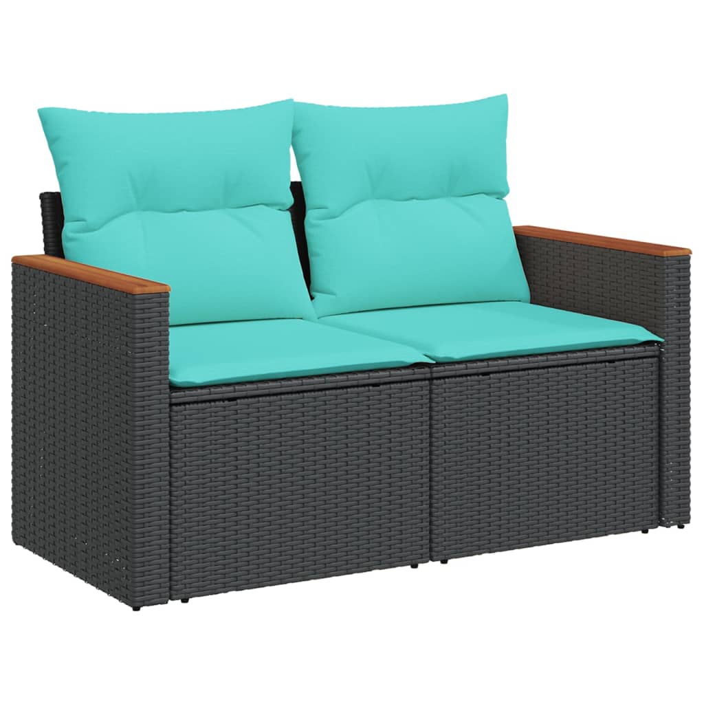 vidaXL 10 Piece Patio Sofa Set with Cushions Black Poly Rattan-1