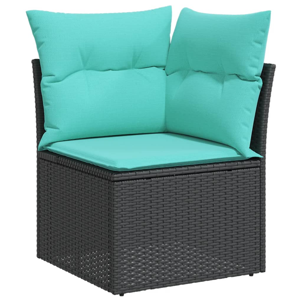 vidaXL 10 Piece Patio Sofa Set with Cushions Black Poly Rattan-2