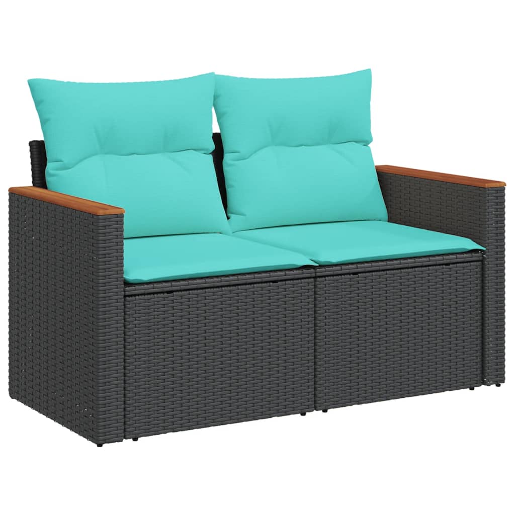 A modular outdoor lounge set with a table, showcasing its durable materials.