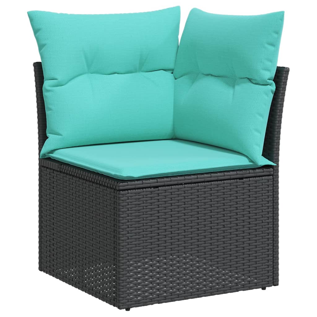 vidaXL 13 Piece Patio Sofa Set with Cushions Black Poly Rattan-2