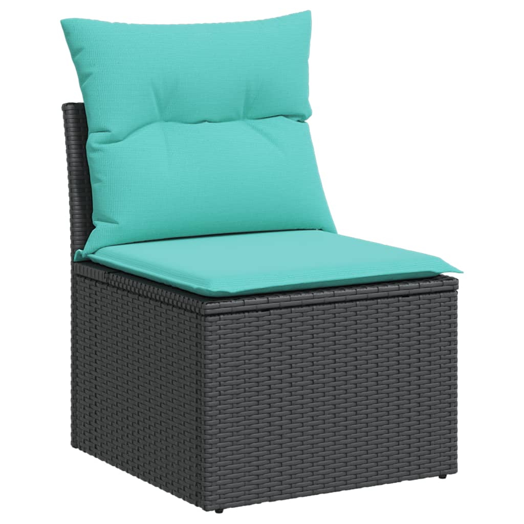 vidaXL 13 Piece Patio Sofa Set with Cushions Black Poly Rattan-3