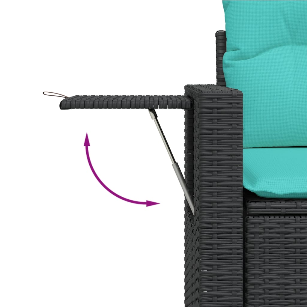 vidaXL 6 Piece Patio Sofa Set with Cushions Black Poly Rattan-1