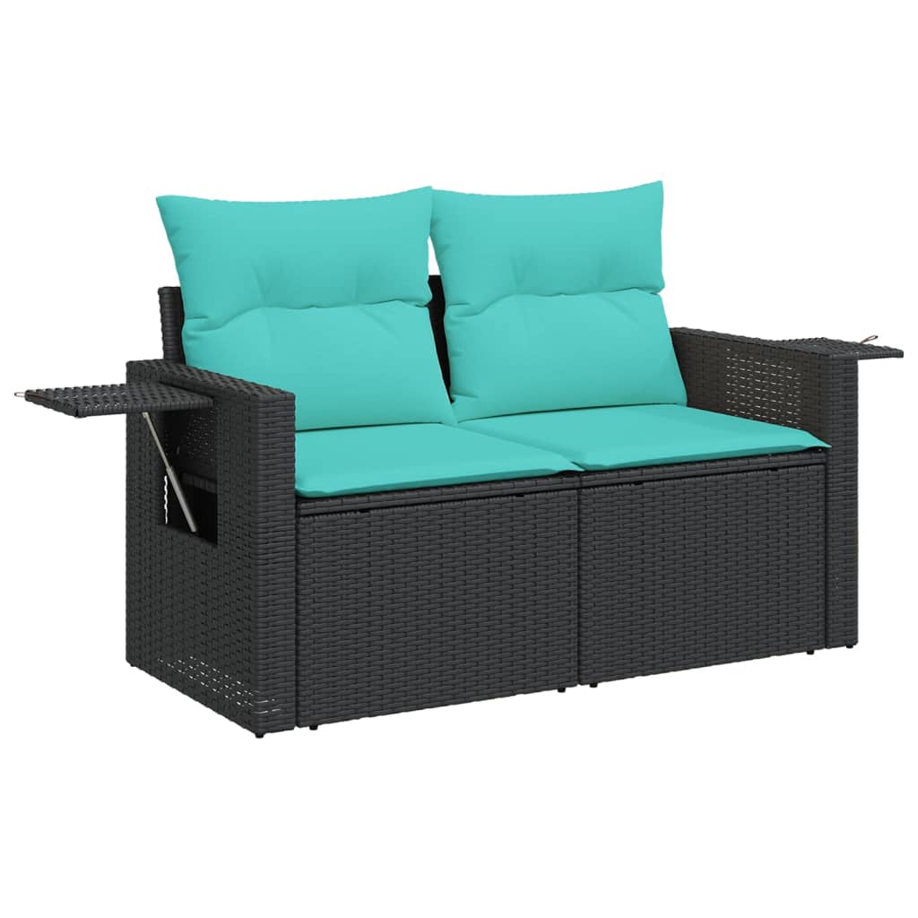 vidaXL 6 Piece Patio Sofa Set with Cushions Black Poly Rattan-4