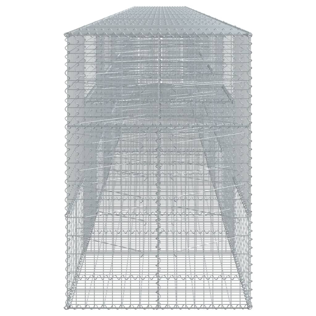 vidaXL Gabion Basket with Cover Stone Cage Retaining Wall Galvanized Iron-4