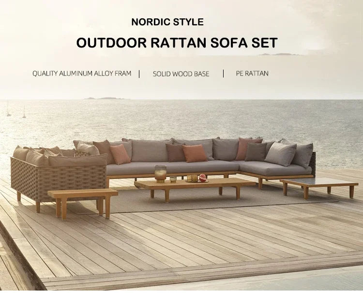 Modern Luxury Leisure Outdoor Garden Furniture Rattan 5-Seater Sofa Set