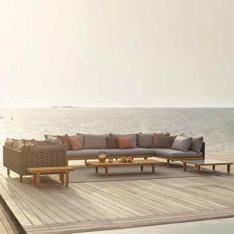 Modern Luxury Leisure Outdoor Garden Furniture Rattan 5-Seater Sofa Set