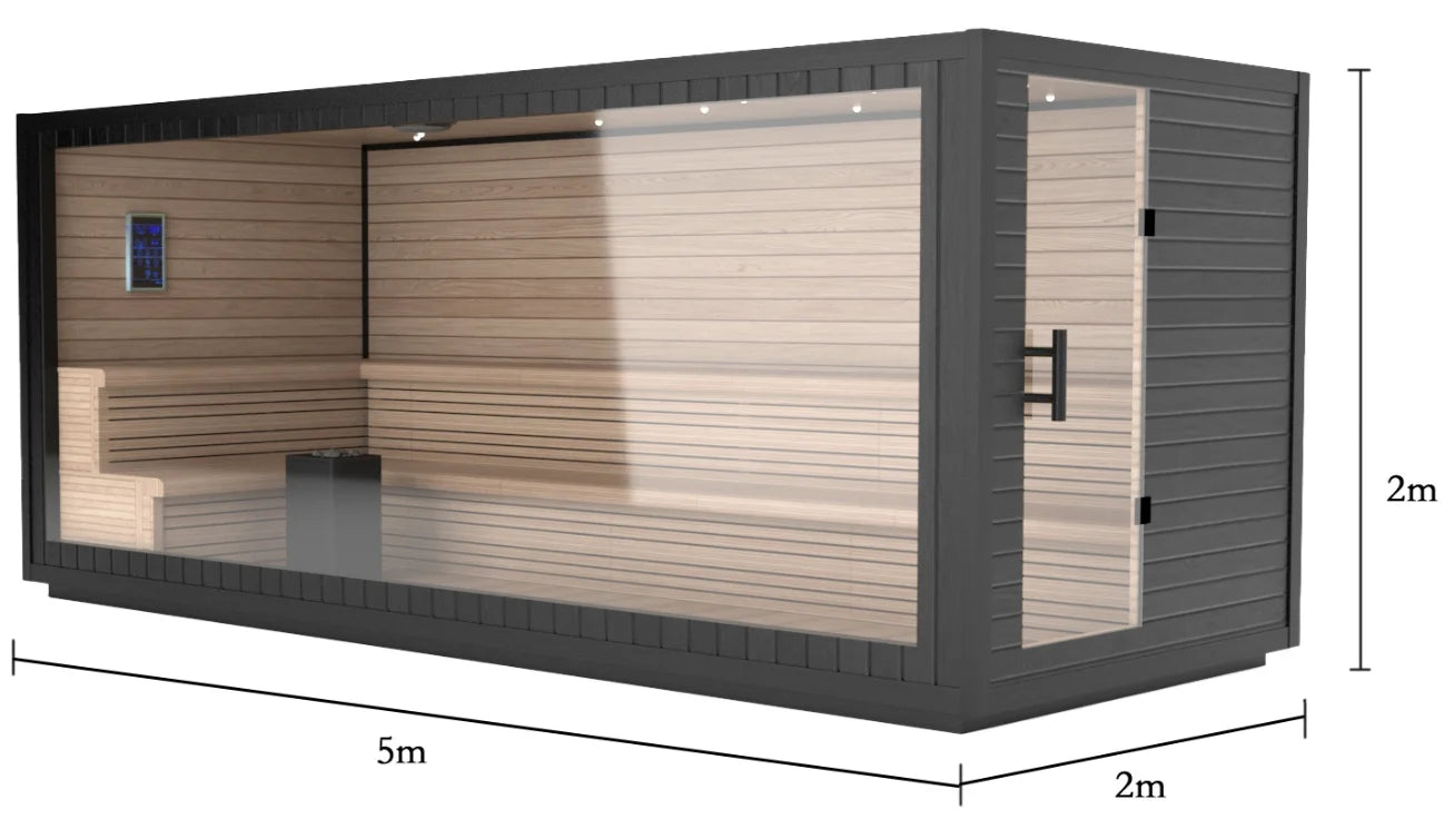Hot Square Outdoor Steam Sauna – 4 Person Custom Solid Wood Garden Sauna (Panoramic Design)