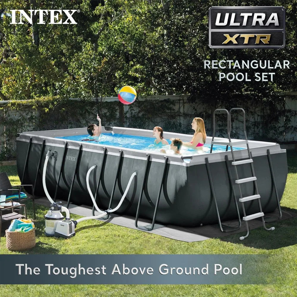 18' x 9' x 52" Ultra XTR Rectangular Frame Swimming Pool Set with Pump - Above Ground Backyard Large Rectangle Pool