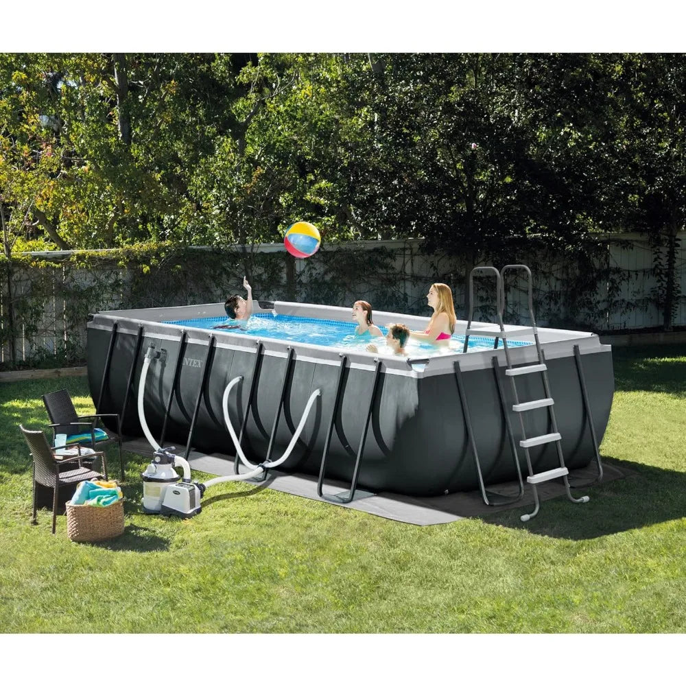 18' x 9' x 52" Ultra XTR Rectangular Frame Swimming Pool Set with Pump - Above Ground Backyard Large Rectangle Pool