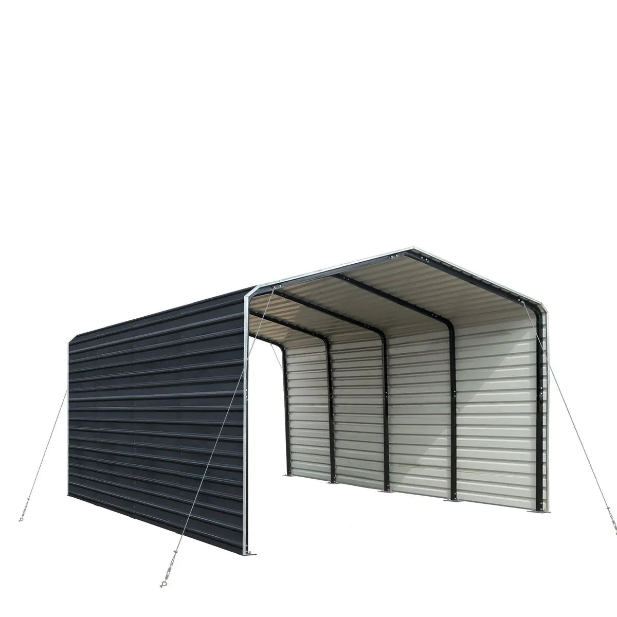 12’ x 20’ Metal Shed Carport with 8’ Enclosed Sidewalls, TMG-MSC1220F-2