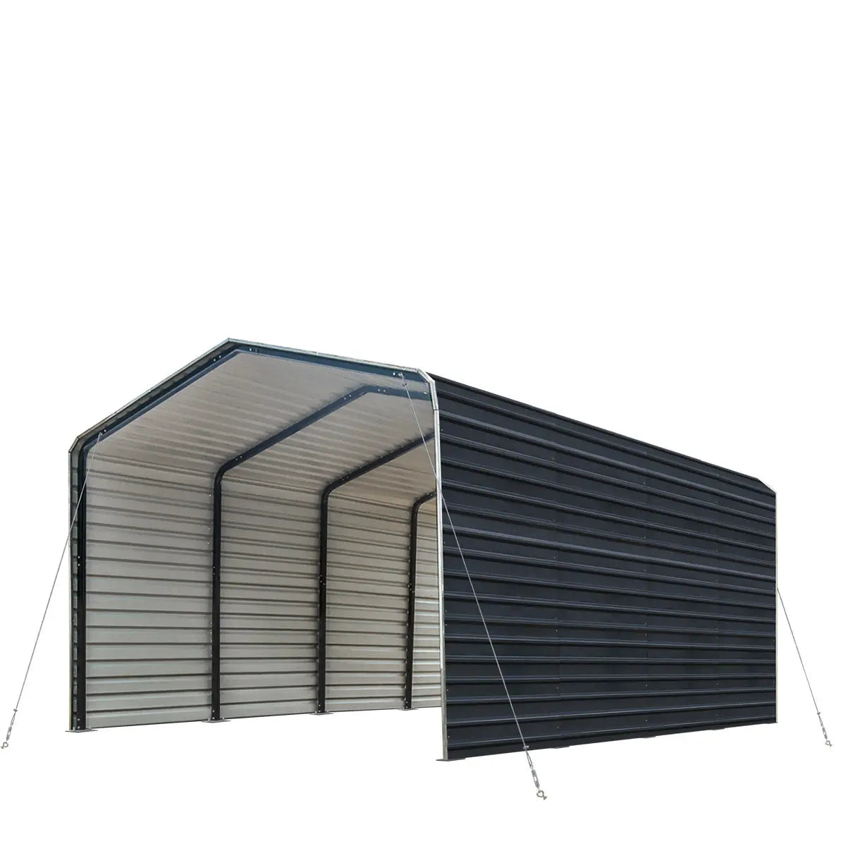12’ x 20’ Metal Shed Carport with 8’ Enclosed Sidewalls, TMG-MSC1220F-4