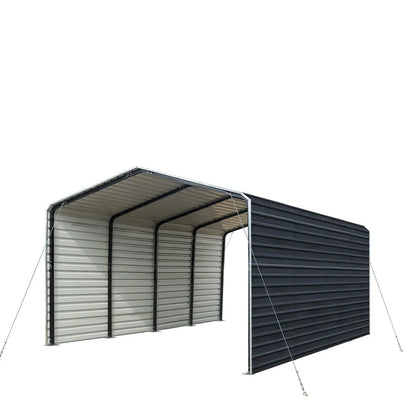 12’ x 20’ Metal Shed Carport with 8’ Enclosed Sidewalls, TMG-MSC1220F-0
