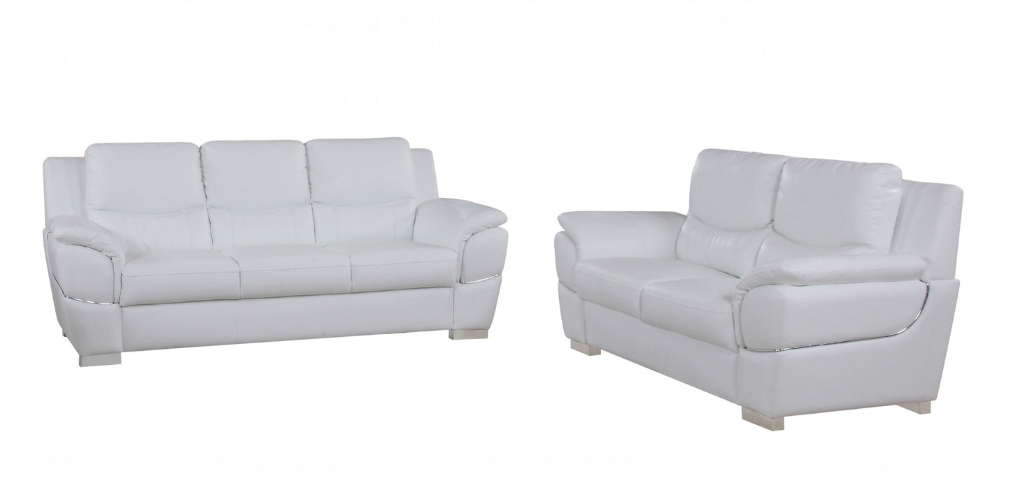 Three Piece Indoor White Genuine Leather Six Person Seating Set-5