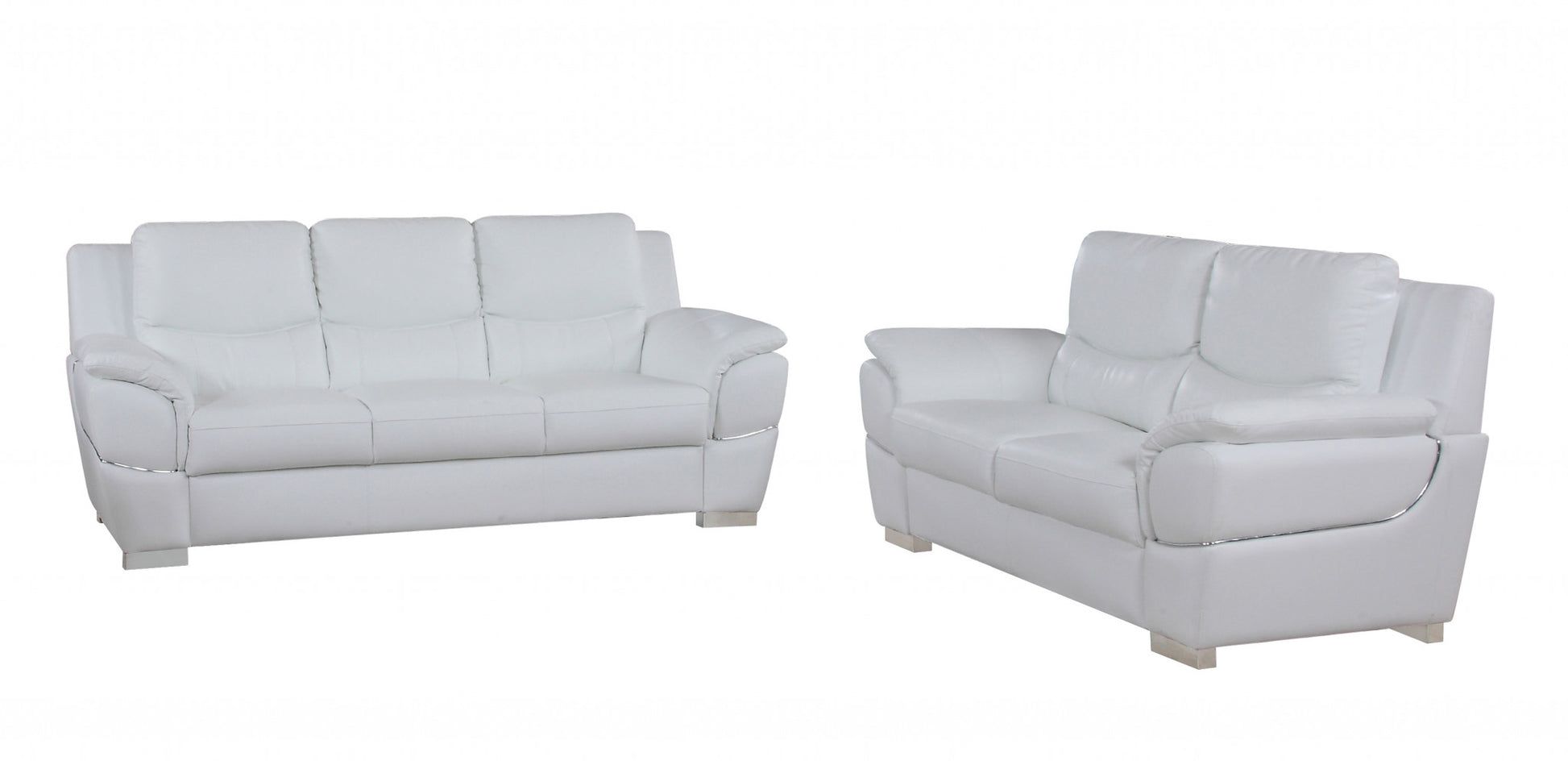 Three Piece Indoor White Genuine Leather Six Person Seating Set-5
