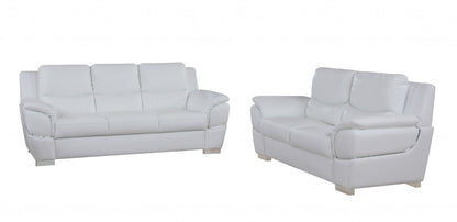 Three Piece Indoor White Genuine Leather Six Person Seating Set-5