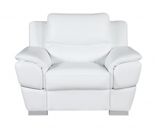 Three Piece Indoor White Genuine Leather Six Person Seating Set-0