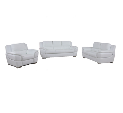 Three Piece Indoor White Genuine Leather Six Person Seating Set-4