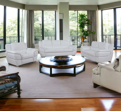 Three Piece Indoor White Genuine Leather Six Person Seating Set-1