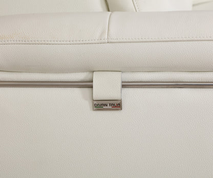 71" White Italian Leather Sofa With Silver Legs-8