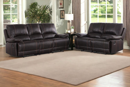 Two Piece Indoor Brown Faux Leather Five Person Seating Set-1