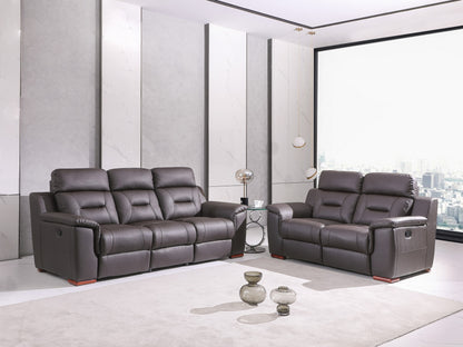Two Piece Indoor Brown Genuine Leather Five Person Seating Set-7