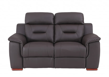 Two Piece Indoor Brown Genuine Leather Five Person Seating Set-1
