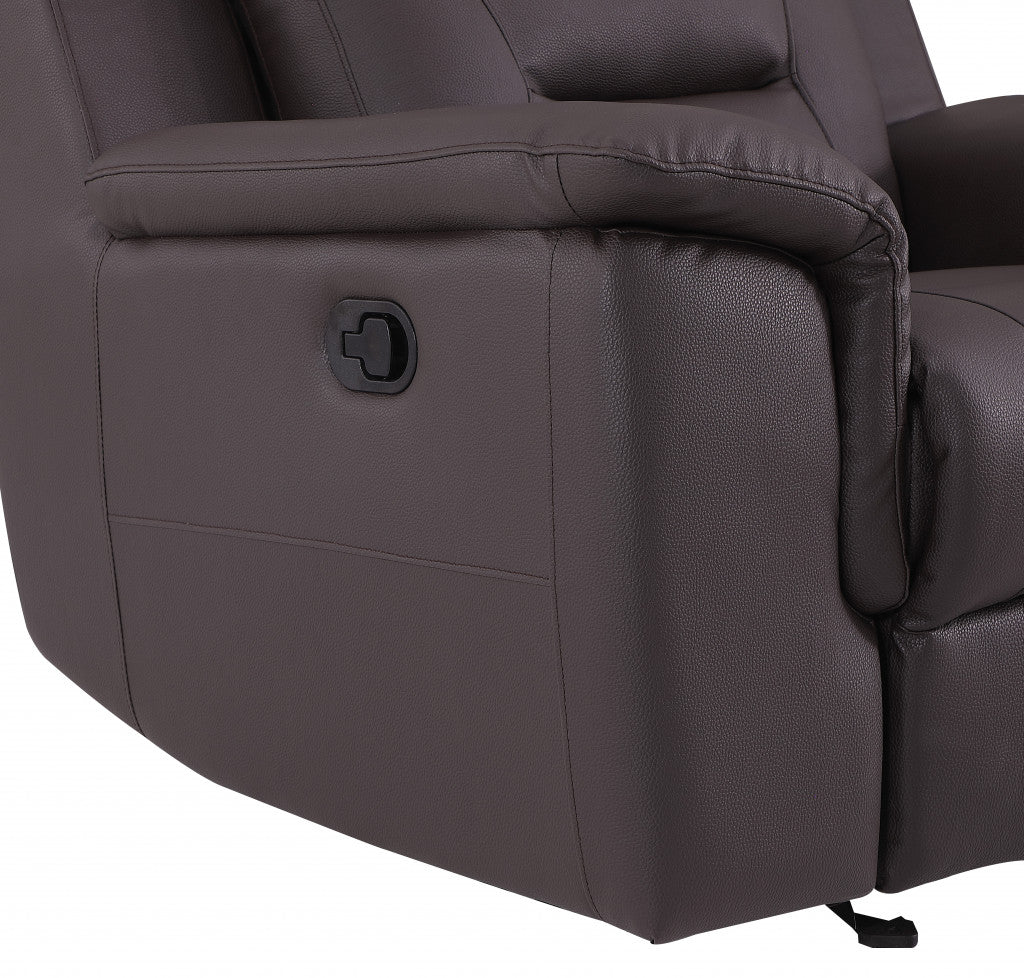 Two Piece Indoor Brown Genuine Leather Five Person Seating Set-4