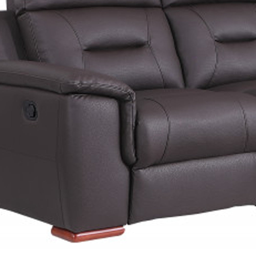 Two Piece Indoor Brown Genuine Leather Five Person Seating Set-5