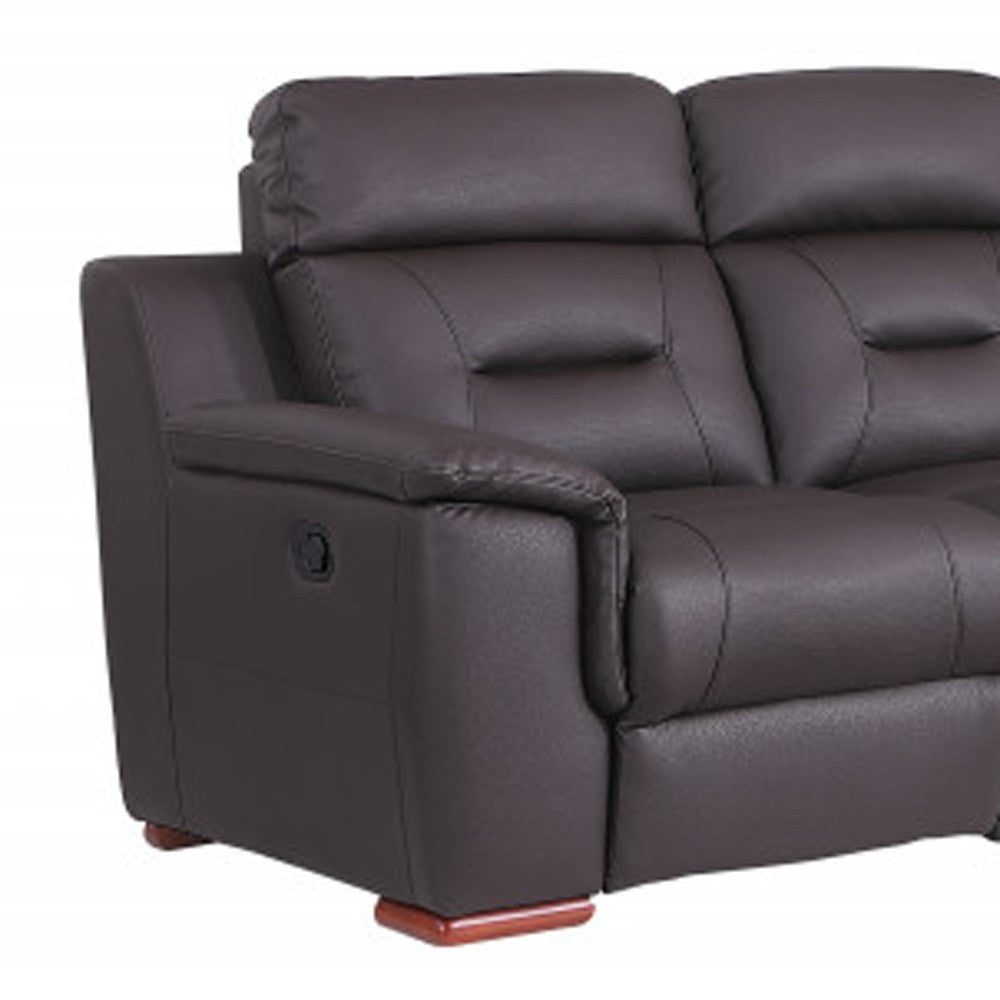Two Piece Indoor Brown Genuine Leather Five Person Seating Set-6