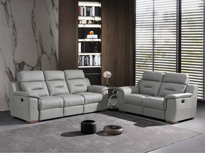 Two Piece Indoor Gray Genuine Leather Five Person Seating Set-7