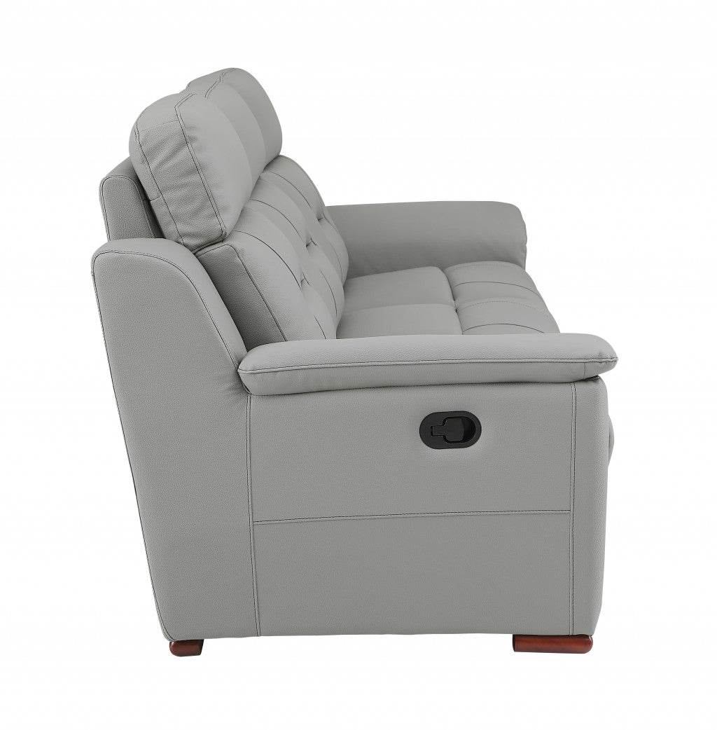 Two Piece Indoor Gray Genuine Leather Five Person Seating Set-3