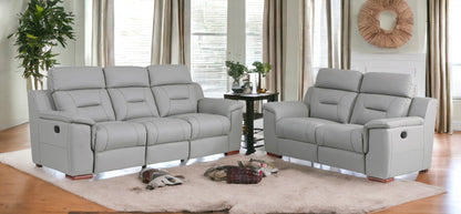 Two Piece Indoor Gray Genuine Leather Five Person Seating Set-1